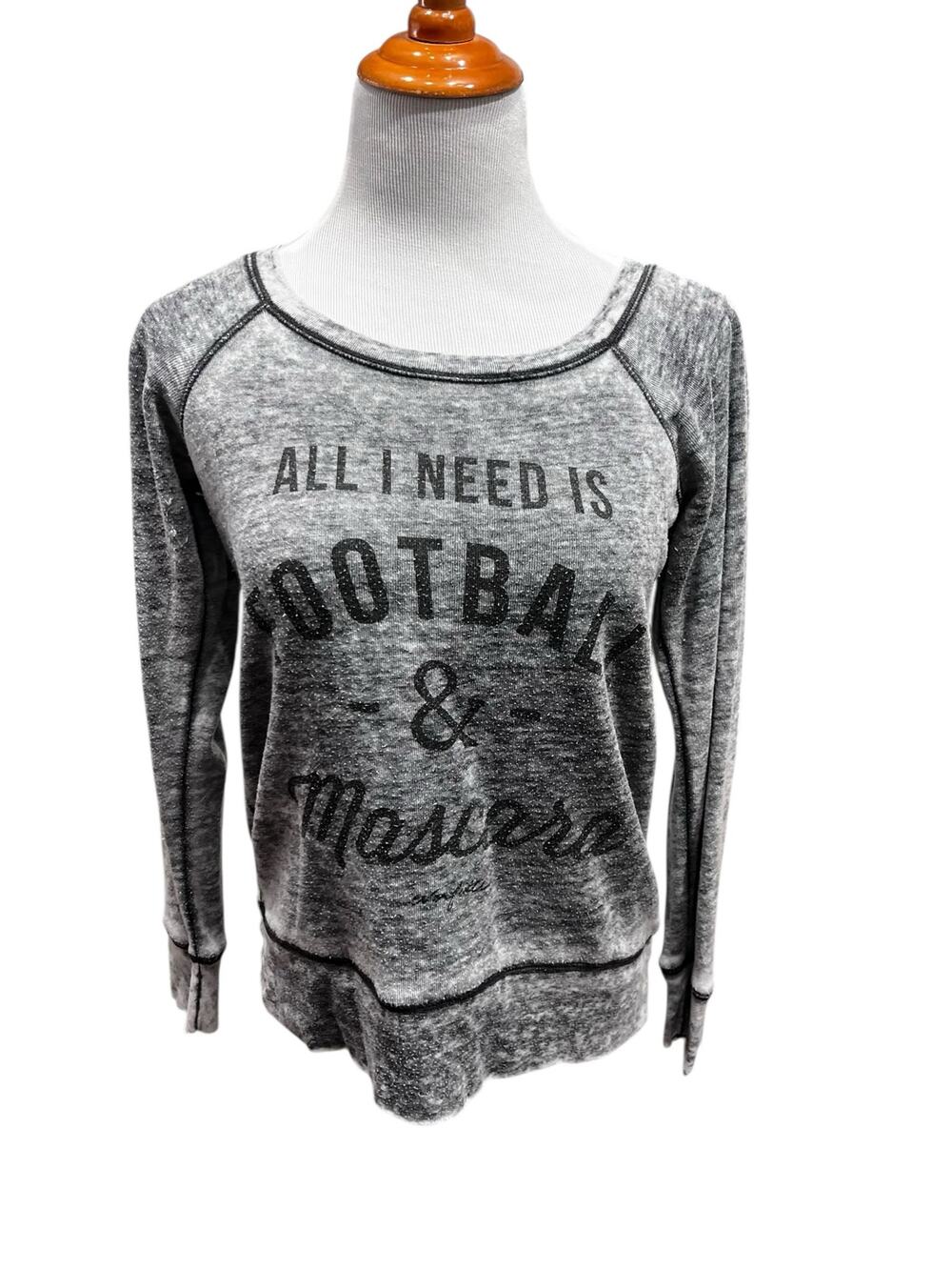 Football & Mascara Heather Gray Soft Cozy Long Sleeve Shirt SIZE Medium